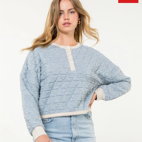THML Tops - THML Light Grey Quilted Sweatshirt